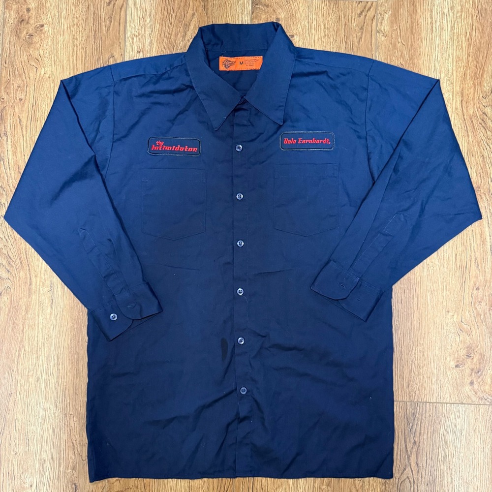 VTG Dale Earnhardt Shirt Mens M Blue Intimidator Winners Circle Button Up NASCAR